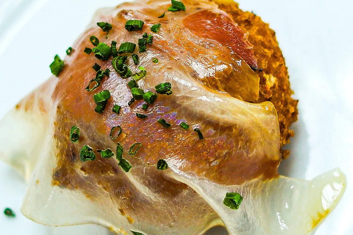 Golden pastry with chives at NUNO’S